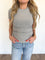 Marcella SS Micro Rib Tee in Heather Grey