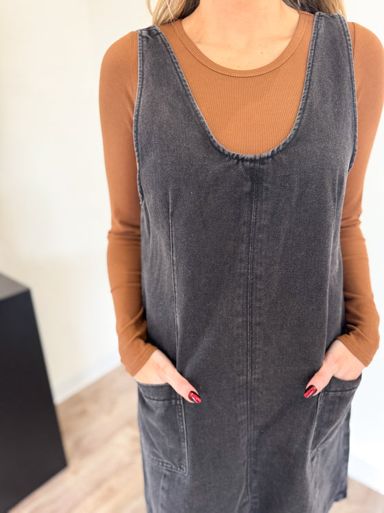 Melina Denim Mini Dress in Black