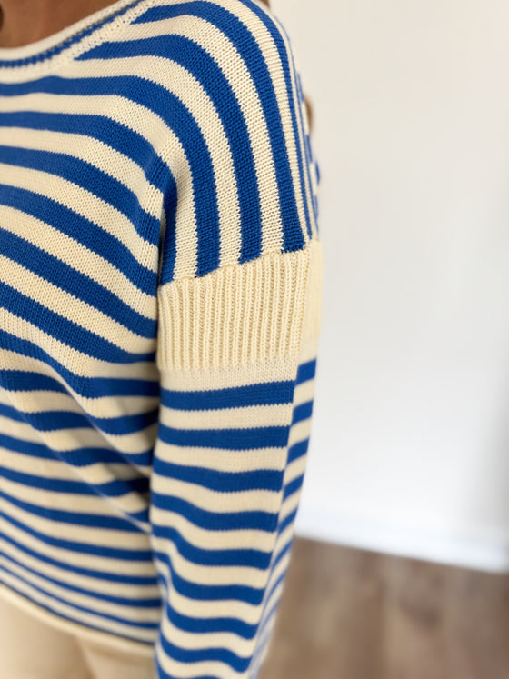 Luna Stripe Knit Sweater in Pacific