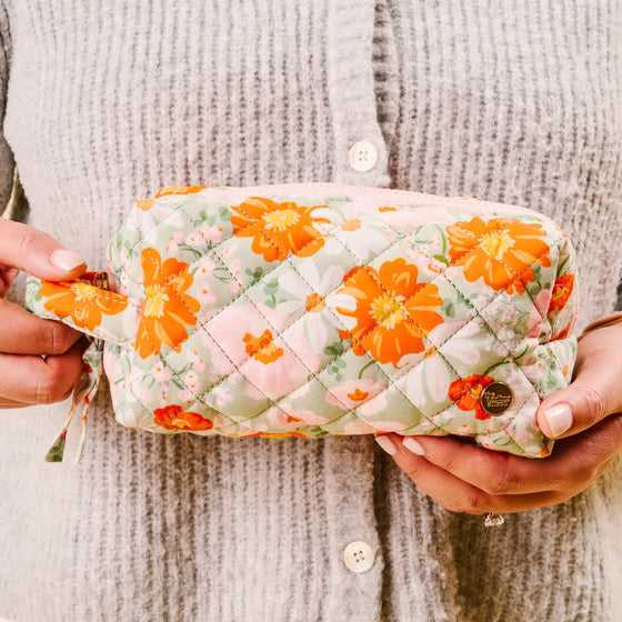 Essentials Quilted Cosmetic Pouch - Bouquet Sage