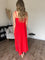 Ezra Crochet Lace and Crepe Maxi Dress in Red