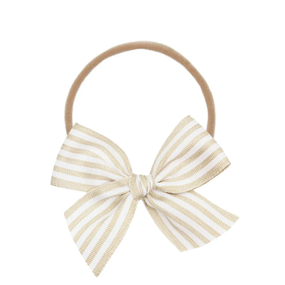 Lace Bow Headband - Tan Stripe