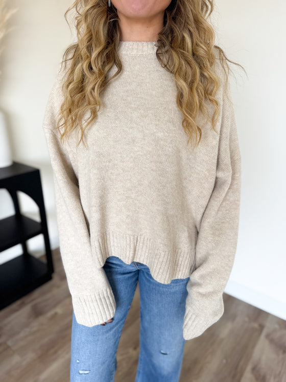 Astrid Tie-Back Sweater in Taupe
