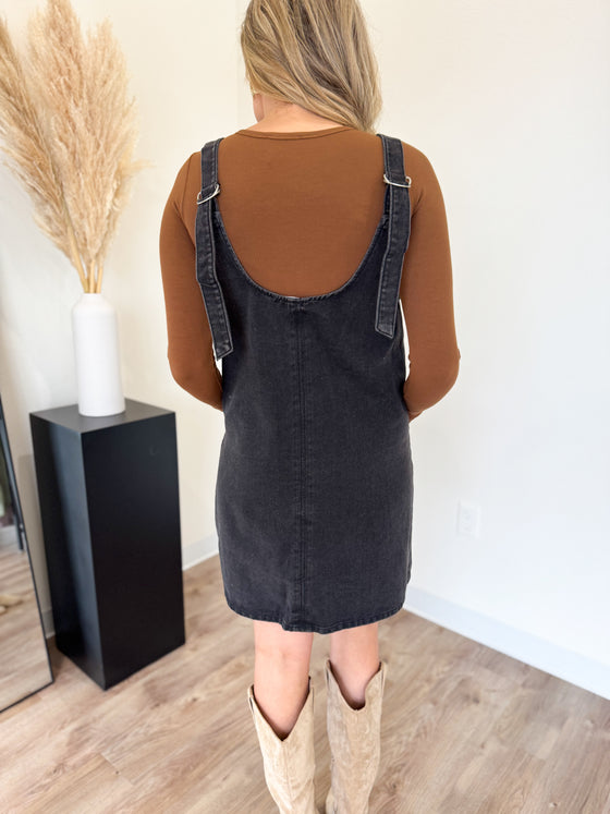 Melina Denim Mini Dress in Black