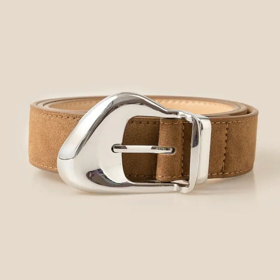 Ari Ornate Soft Leather Belt in Brown