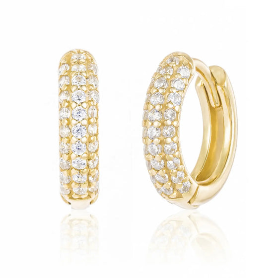 Addilyn Pave Huggie Earrings in Gold