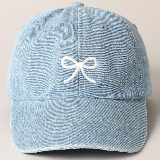 Alida Bow Embroidered Denim Hat