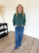 Farrah Mineral Washed Raglan Sweatshirt in Dark Green