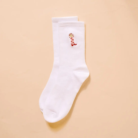 Embroidered Crew Socks - Cowgirl Boot