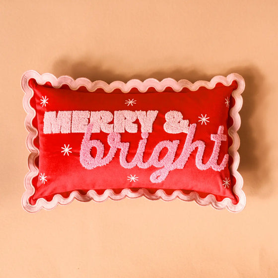 Scalloped Throw Pillow - Merry & Bright