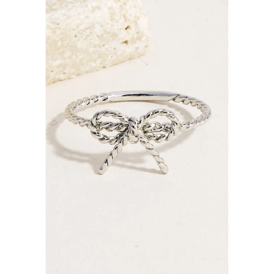 Leigh Twisted Bow Ring in SIlver