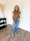 Brittani Mock Neck Contrast Side Tie Sweater