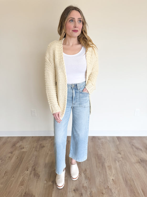 Nyomi Heart Knit Cardigan in Ivory