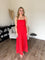 Ezra Crochet Lace and Crepe Maxi Dress in Red