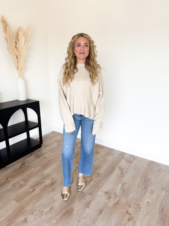 Astrid Tie-Back Sweater in Taupe