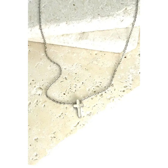 Esther Mini Cross Necklace in Silver