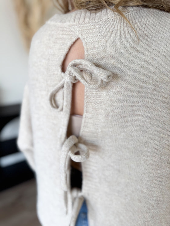 Astrid Tie-Back Sweater in Taupe