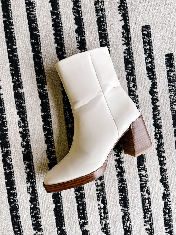 Samara Square Toe Booties in White