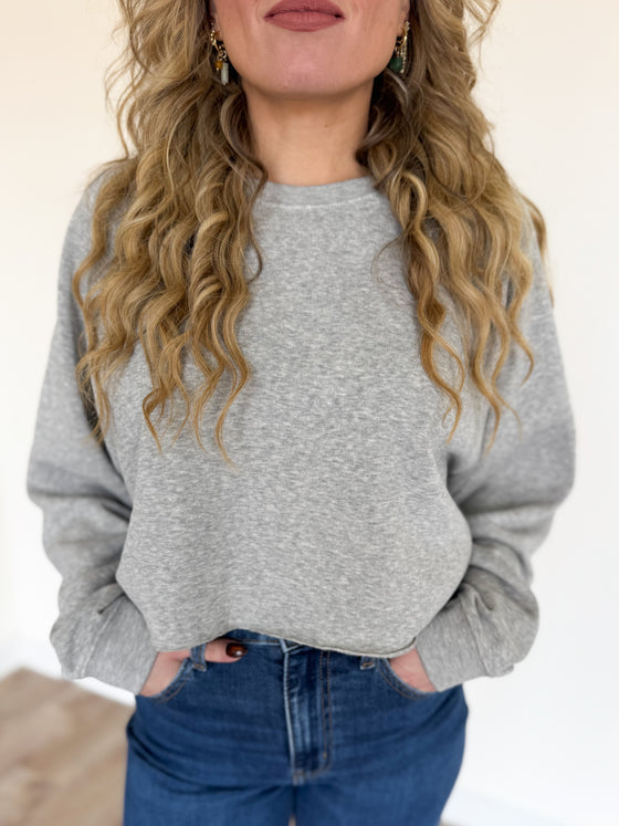 Camellia Crop Sweatshirt in Heather Grey