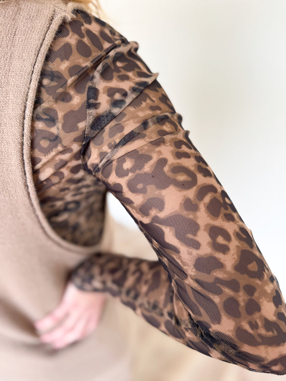Delia Leopard Print Mesh Top
