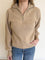 Micah Mock Neck Half Zip Pullover in Khaki