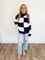Trina Checkered Mock Neck Sweater in Navy