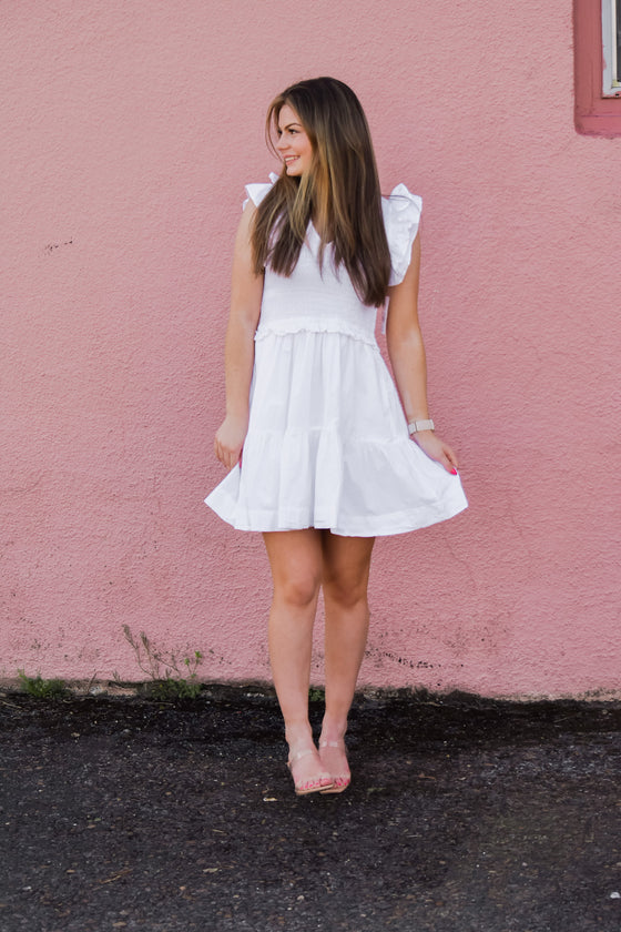 Isabella Ruffled Sleeve Short Dress