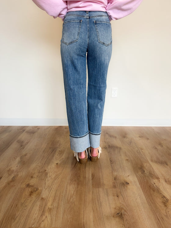 Lilyana High Rise Loose Foldover Jeans