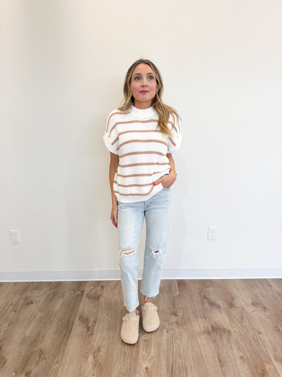 India Stripe Short Sleeve Sweater