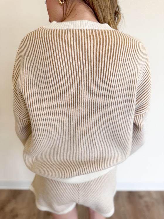 Merritt Textured Stripe Crewneck Sweater Set