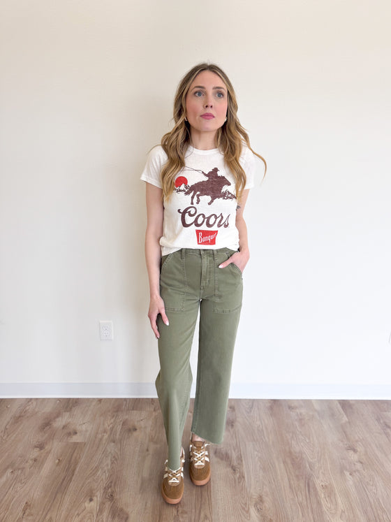 Braelyn Wide Leg Jeans in Green