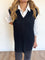 Jersey Wide Shoulder Tunic Knit Vest in Black