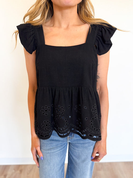 Malti Eyelet Top in Black