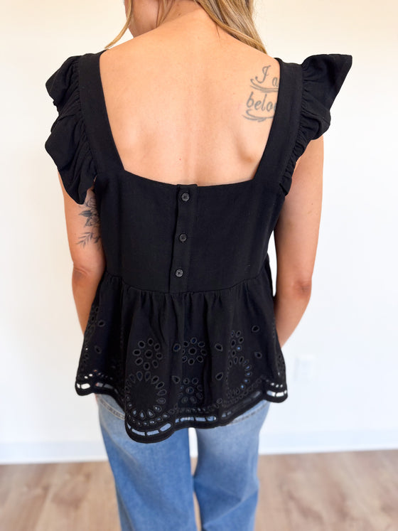 Malti Eyelet Top in Black