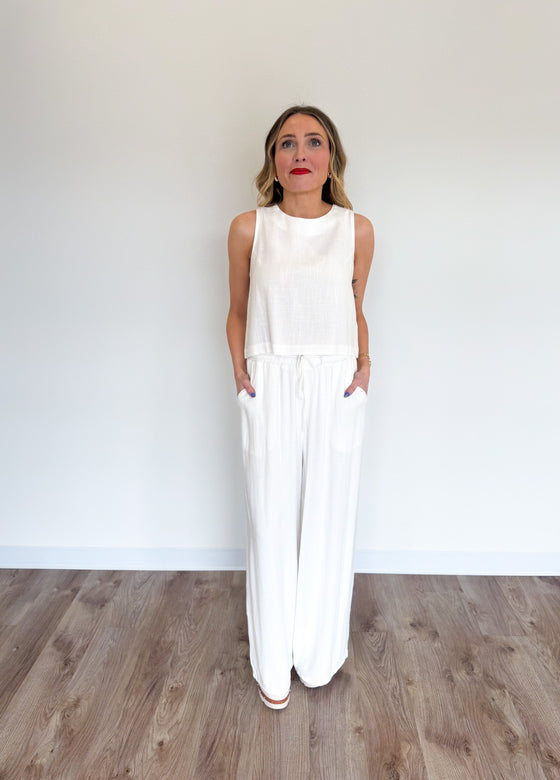 Madalyn White Linen Pants