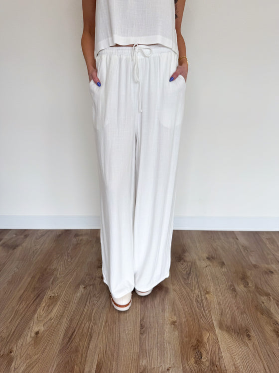 Madalyn White Linen Pants