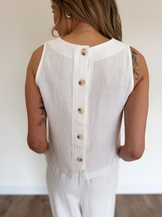 Giavanna Button Back Linen Tank