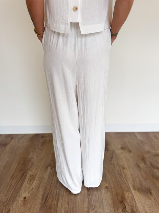 Madalyn White Linen Pants