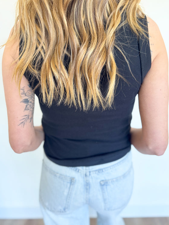 Haven Ribbed Tank in Black