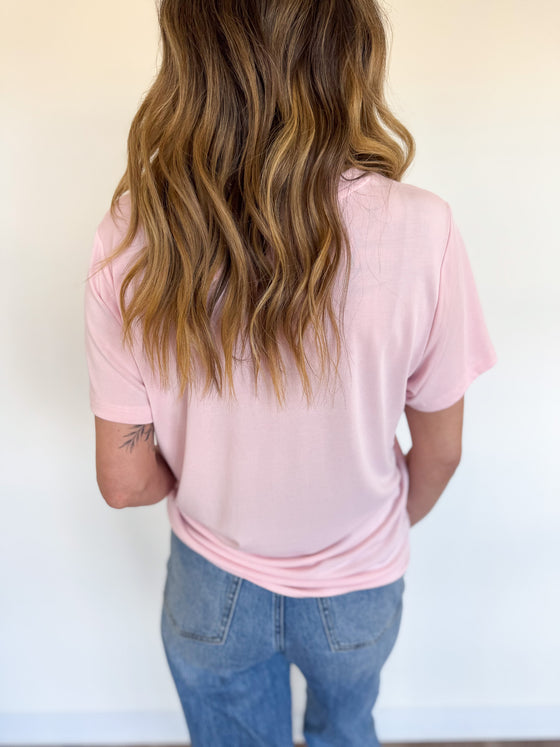 Satyana Round Neck Tee in Soft Pink