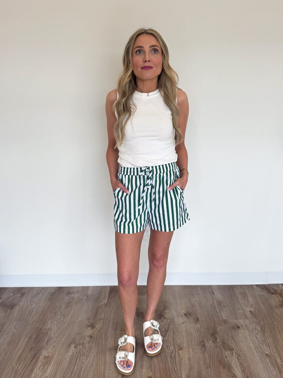 Prue Striped Boxer Shorts in Green