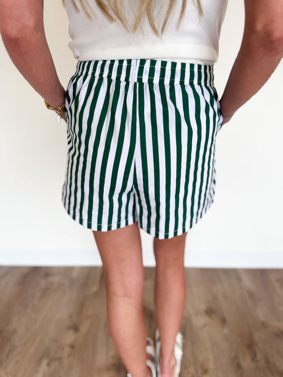 Prue Striped Boxer Shorts in Green