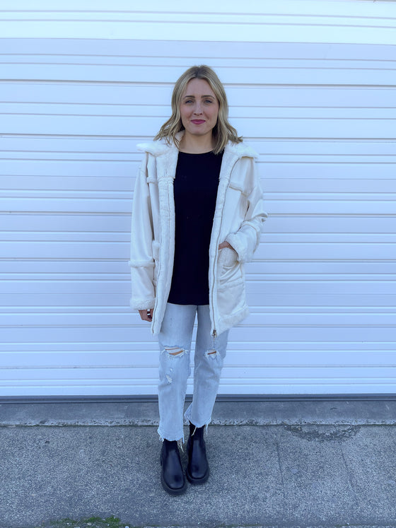 Camryn Sherpa Coat in Cream