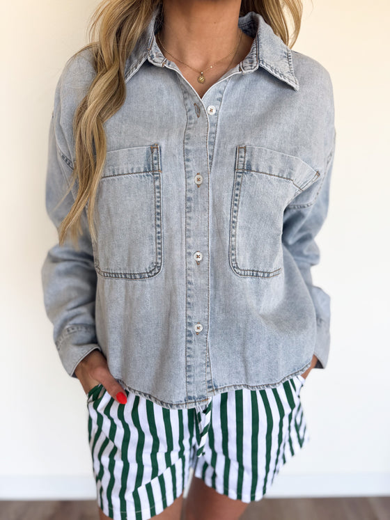 Aspyn Cropped Button Up Top