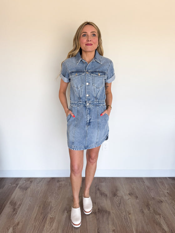 Elina Short Sleeve Denim Dress