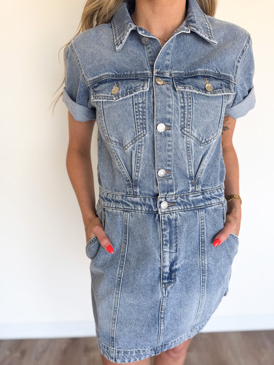 Elina Short Sleeve Denim Dress