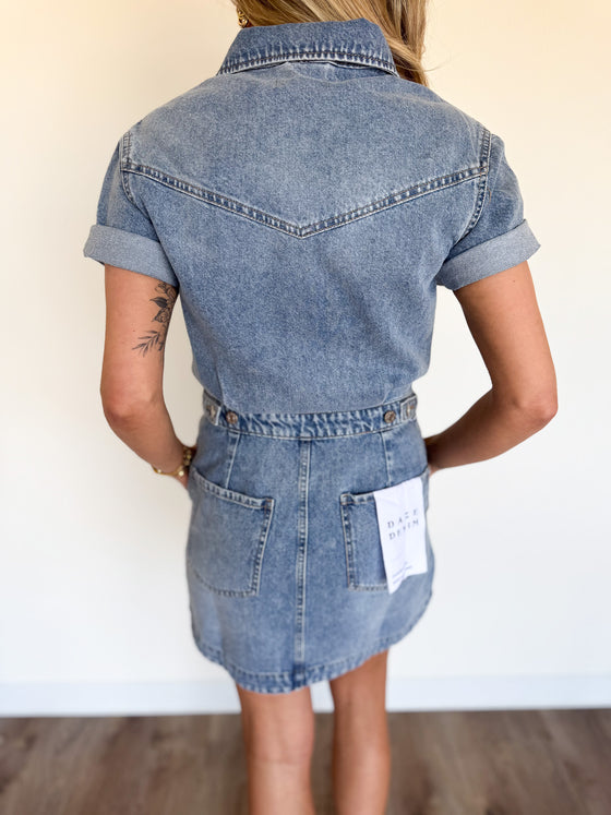 Elina Short Sleeve Denim Dress