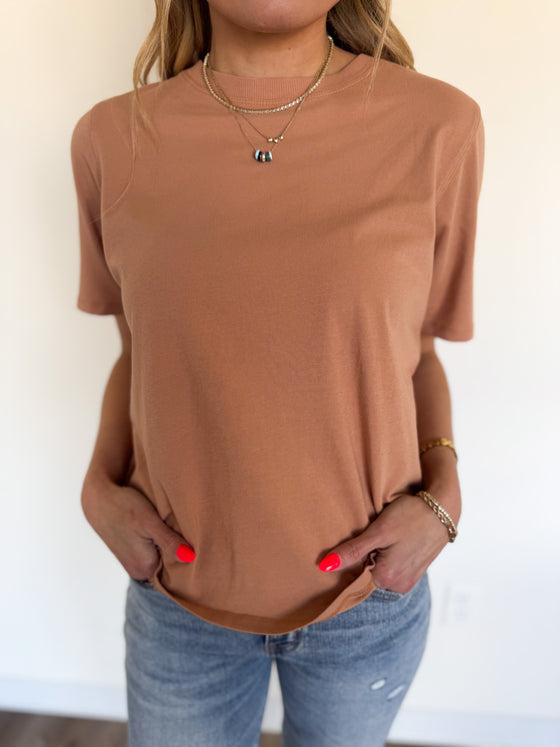 Camila Boxy Fit Tee in Toasted Almond