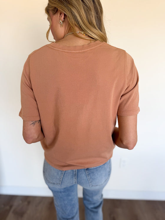 Camila Boxy Fit Tee in Toasted Almond