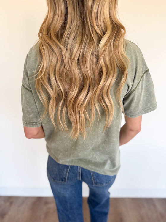 Tori Good Vibes Tee in Olive